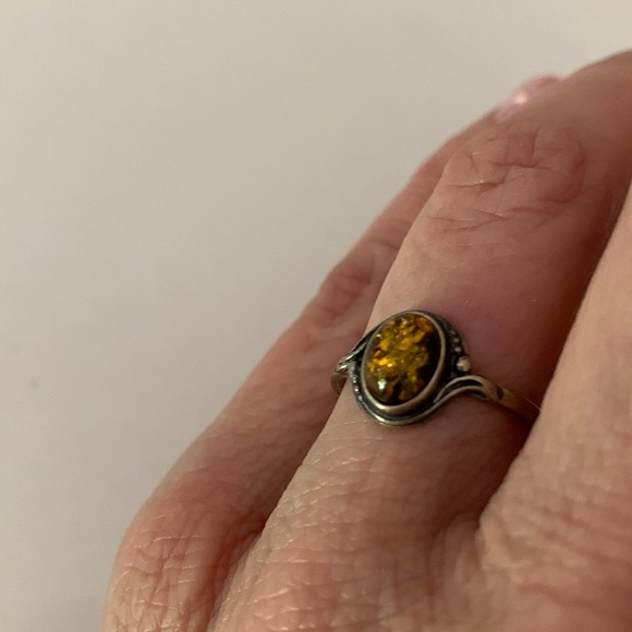 Jewelry - Green Amber Sterling Silver Ring
